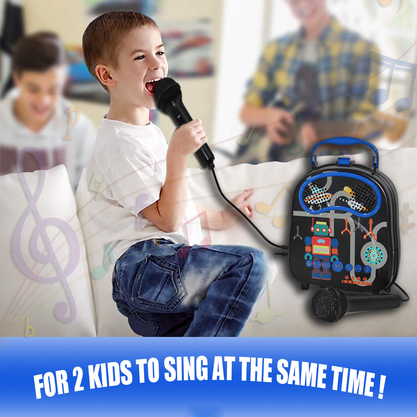 mini black robot kids karaoke machine9